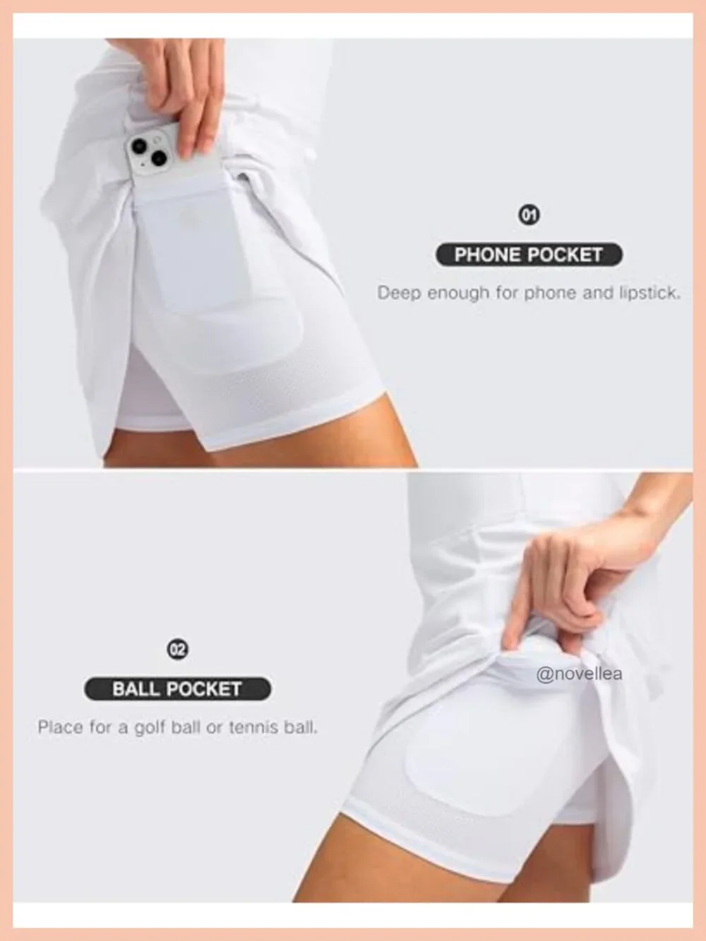 Women's Athletic Skort with 4 Pockets, High Waist, Built-in Shorts